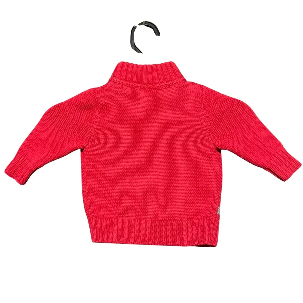 OshKosh B'gosh Baby‎ Red Train Knit Zip Up Cardigan Sweater 6 Months